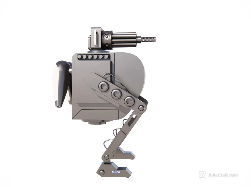 Metallic Mechanical Device With Cannon And Robotic Legs Structure Design 3d model 