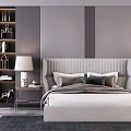 Modern Background Double Bed Double Bed 3d model