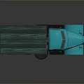 Vintage Blue Truck With Green Cargo Bed And Smooth Ground Reflection