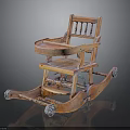 Vintage Wooden Baby Rocking Chair With Classic Design And Rocking Base