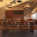Cozy Modern Restaurant Interior With Comfortable Leather Chairs And Warm Pendant Light Fixtures