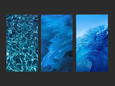 Three Panel Water Scenery With Underwater Texture Wave And Ocean View 3d model