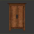 Classic Wooden Storage Cabinet With Two Doors And Black Handles Design