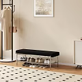 Single Sofa In Entryway With Beige Wall Framed Painting Wooden Floor And Polka Dot Rug