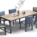 Dining Table and Chair Combination Nordic Long Dining Table and Chair Decoration Combination 3d model