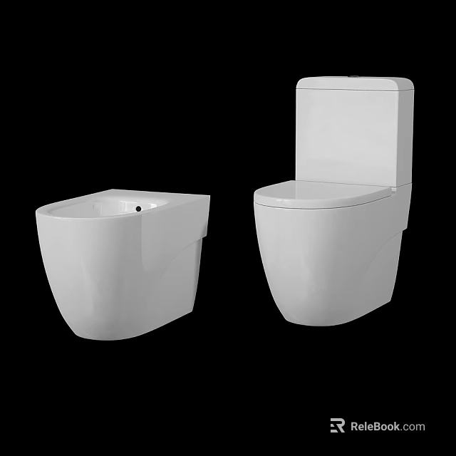 White Modern Toilet Designs Including Wall Hung And Close Coupled Styles 3d model 