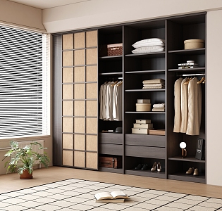 Antique wardrobe finished wardrobe sliding door wardrobe 3d model