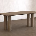 Minimalist Wooden Dining Table With Four Cylindrical Legs And Light Wood Grain