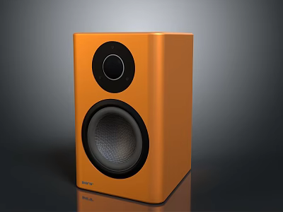 Modern Orange Home Audio Speaker With Compact Design And Black Accents 3d model
