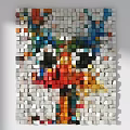 Colorful 3D Cube Art Decor On Modern Wall With Vibrant Red Blue Green Yellow Tones