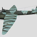 Vintage World War II Fighter Aircraft With Green Gray Camouflage Paint And Twin Propellers