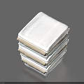 Stacked White Square Household Daily Use Items on Blue Surface 3d model
