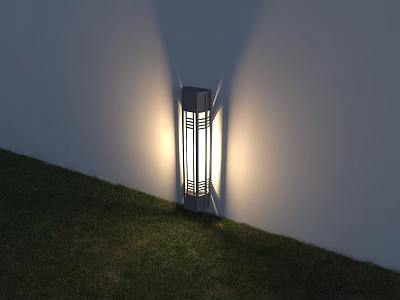 Wall Mounted Outdoor Light with Modern Grid Design Brightly Illuminating Garden Grass Area 3d model