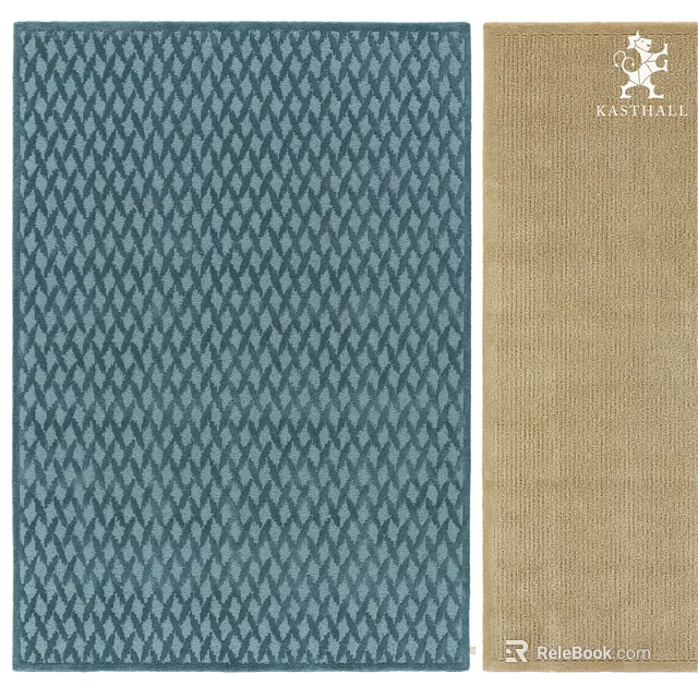 Blue and Beige Square Rugs Featuring Diamond Pattern for Home Decoration 3d model 