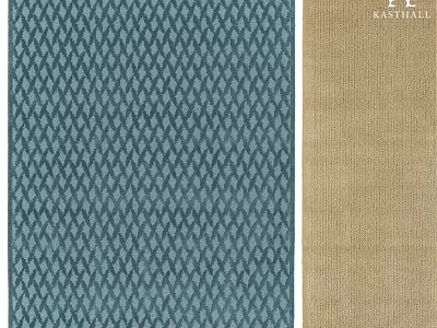 Blue and Beige Square Rugs Featuring Diamond Pattern for Home Decoration 3d model