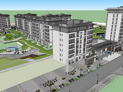 Semi Detached Villas Modern Exterior Design In Landscaped Residential Area With Green Space 3d model