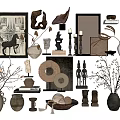 Elegant Home Decor Ornament Set with Statues Vases Candle Holders and Decorative Branches