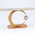 Modern Console Table Featuring White Marble Top Golden Metal Base And Crystal Sphere 3d model
