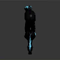 Black Horse Featuring Blue Skeletal Patterns Glowing Eyes Blue Hooves On Dark Background Reflection