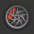 Stylish Car Wheel With Metallic Silver Spoke Rim And Black Treaded Tire Automotive Part