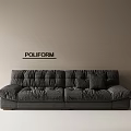 POLIFORM Modern Gray Multi Seater Sofa With Pleated Design And Soft Cushions 3d model