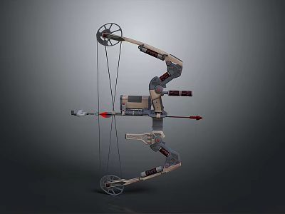 Mechanical Crossbow Structure With Pulley System Metal Components And Arrow 3d model