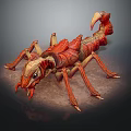 Red Mythical Scorpion Creature Character With Detailed Exoskeleton And Sharp Claws 3d model