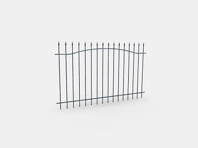 Black Iron Outdoor Decorative Fence With Pointed Tops And Curved Design 3d model