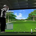 Indoor Golf Simulator Fitness Training With Virtual Course Swing Practice For Sports Exercise