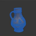 Antique Terracotta Vase With Intricate Carved Patterns And Decorative Handle Displayed On Dark Background