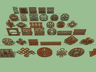 Chinese-style openwork window flower 3d model