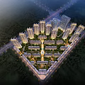 Aerial View Residential Planning With High Rise Low Rise Buildings And Central Green Areas