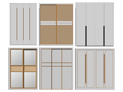 Modern Sliding Door Wardrobe Designs In Various Colors And Glass Panels 3d model