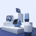 Air Cooler Fans In Modern Blue White Design With Cute Shapes For Home Use