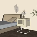 Modern bedside table Cream bedside table 3d model