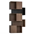 Modern Walnut Shelving Unit With Open Compartments And Layered Storage Design 3d model