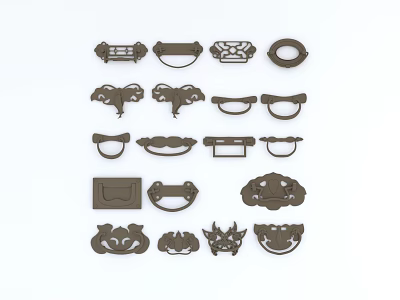 Assorted Decorative Furniture Handles With Various Vintage Modern Design And Different Shapes 3d model