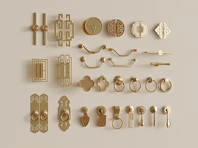 New Chinese cabinet door handle drawer handle metal handle 3d model