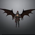 Mythical Armored Warrior With Large Red Wings And Feathered Helmet