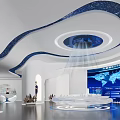 Hi Tech Modern Control Room Interior With Starry Sky Ceiling And Data Display Screens 3d model