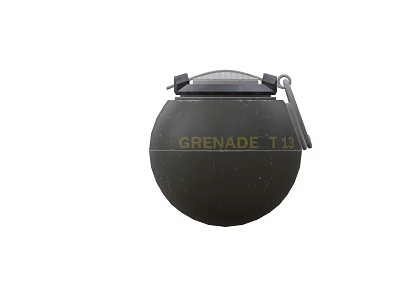 Grenade T13 Military Explosive Weapon With Black Design And Safety Pin 3d model