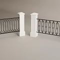 Black Decorative Iron Railing With White Posts And Elegant Ornamental Patterns 3d model