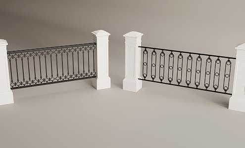 Modern Iron Railing 3d model