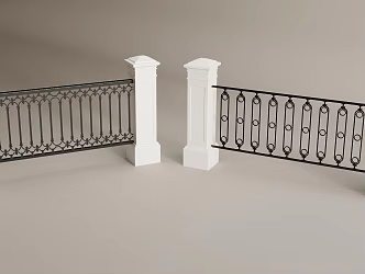 Modern Iron Railing 3d model