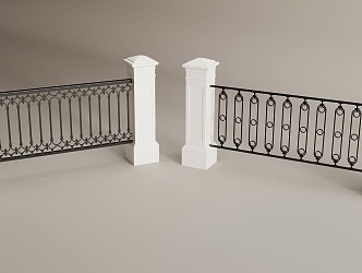 Modern Iron Railing 3d model