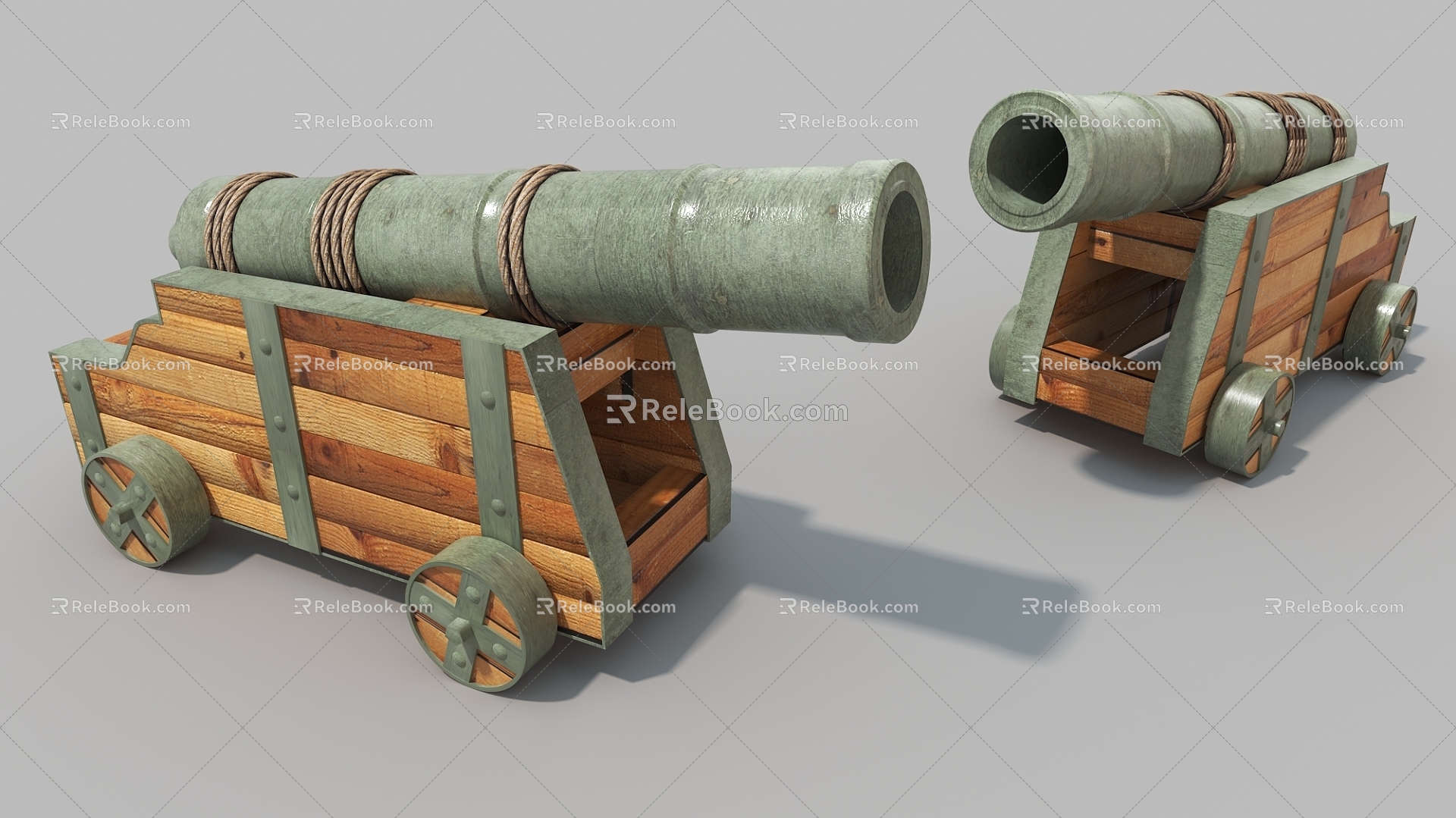 Retro artillery toy cannon game props 3d model