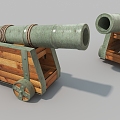 Retro artillery toy cannon game props 3d model