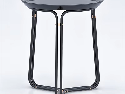 Black Modern Side Table With Round Top And Metal Frame Design 3d model