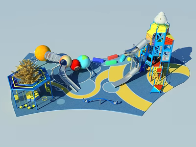 Modern Amusement Equipment Space Rocket Slide 3d model