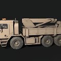Beige Military Truck With Crane And Six Wheel Heavy Duty Structure